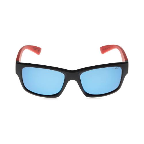 Bolle Holman Unisex Designer Sunglasses in Black Red/polarized Blue Mirror 58 mm