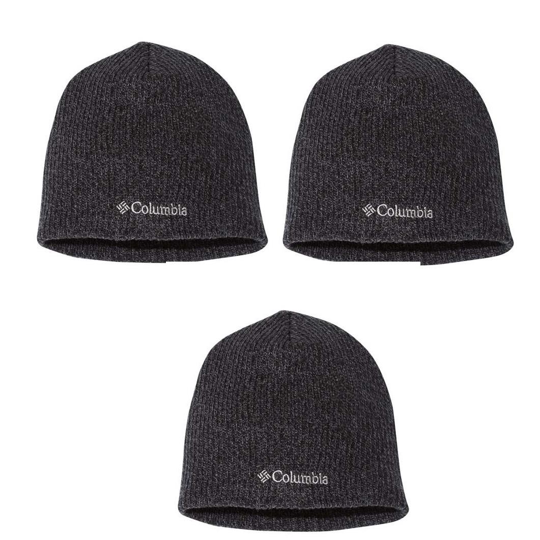 3 Pack Columbia Whirlibird Watch Cap Knit Beanie Hat Lot of 3 Hats 3 Black/Graphite