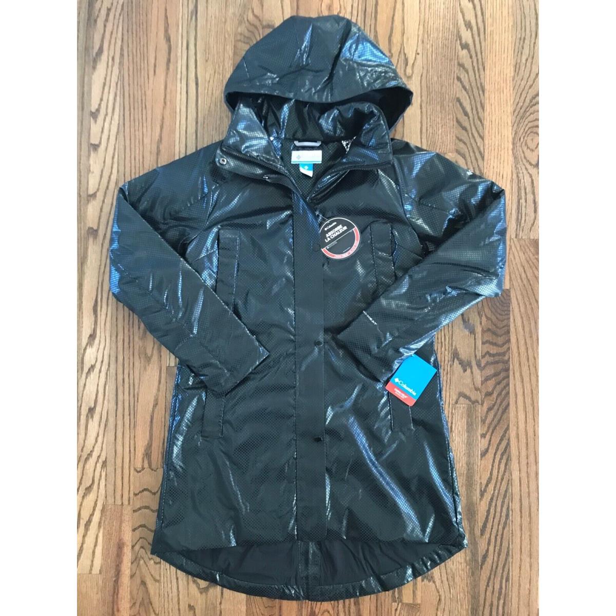 Columbia Dawn Watch Black Dot 4D Heat Women`s Black Hooded Jacket Small-xl