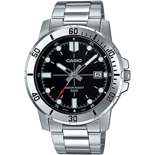 Casio MTP-VD01D-1EV Men`s Enticer Stainless Steel Black Dial Casual Sport Watch