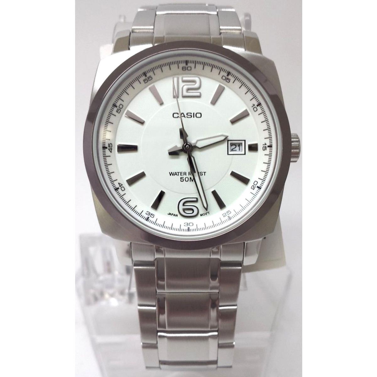 Casio MTP-1339D-7A Mens Stainless Steel Dress Watch White Dial 50M WR Date