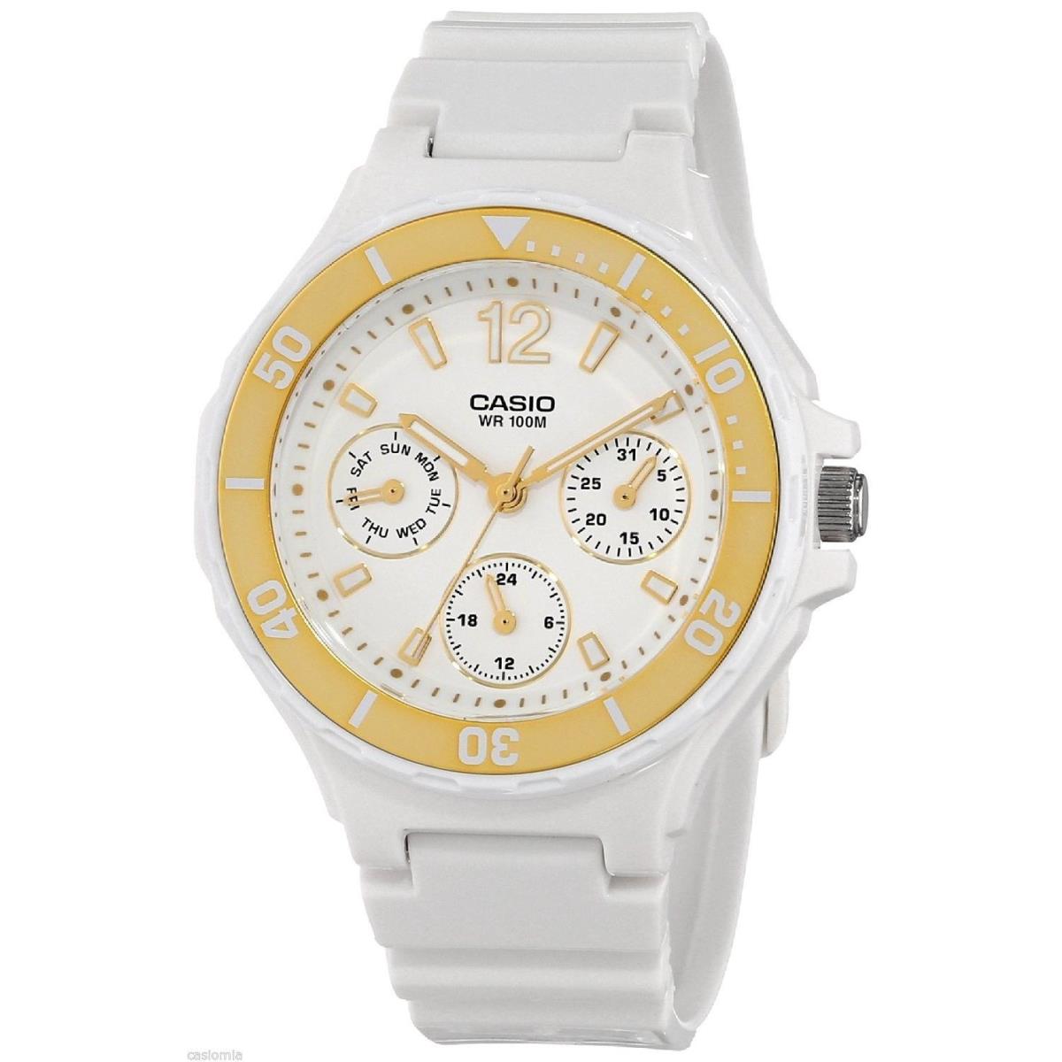 Casio LRW-250H-9A1 Ladies White Analog Watch 3 Circles Date Neo Display 100M