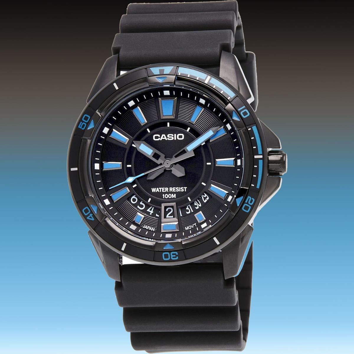 Casio Mens Resin 100M Diver Sports Date Display Rotary Bezel Watch MTD-1066B-1A1