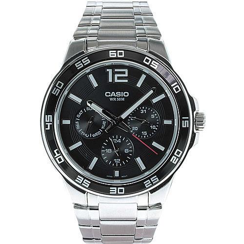 Casio MTP-1300D-1A Mens Stainless Steel Watch 3-Dial Multi-hand Modern Dress