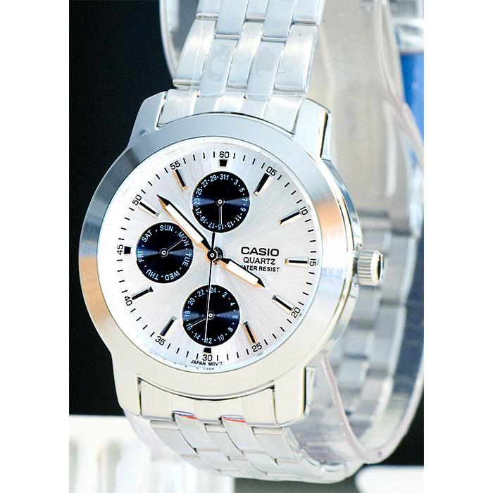 Casio MTP-1192A-7AD Mens Silver Steel Analog Watch Dress Watch 3 Dials