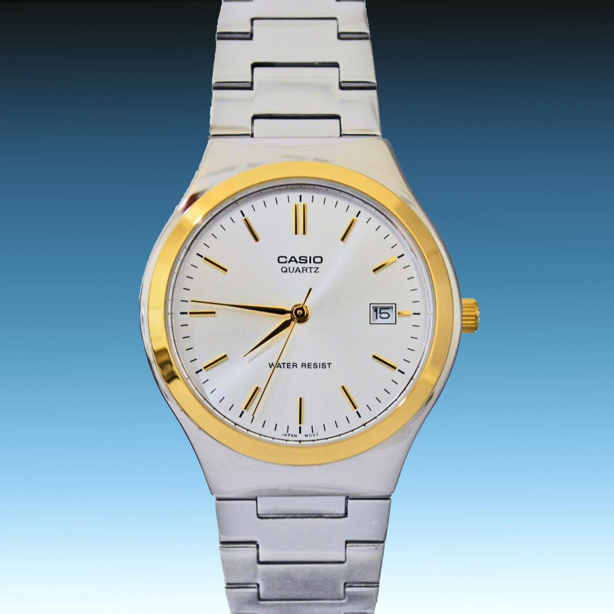 Casio MTP-1170G-7A Mens Gold Analog Stainless Steel Band Date Display Watch