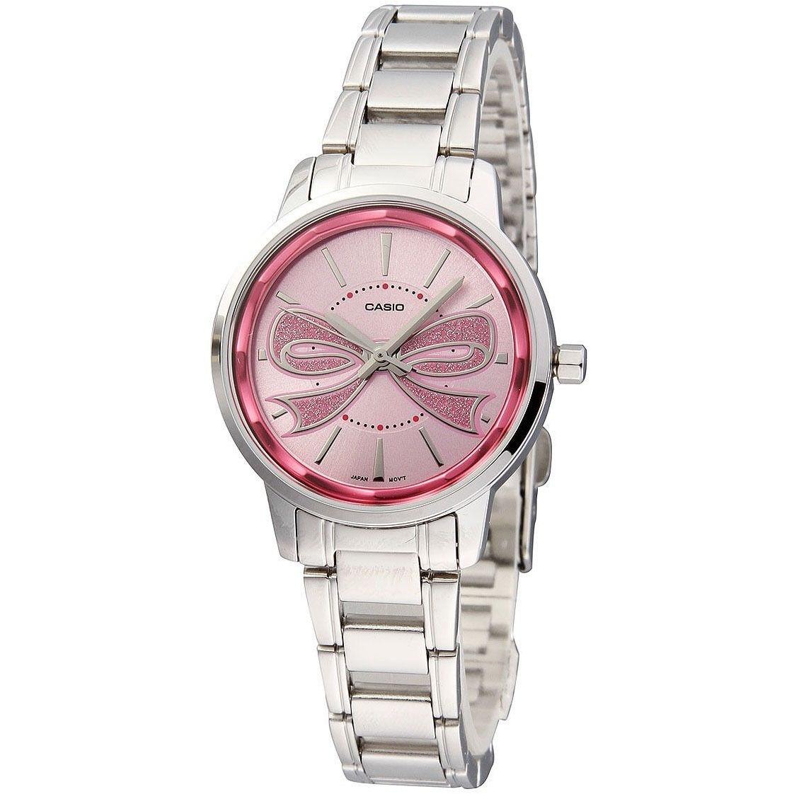 Casio LTP-1313D-4A Womens Pink Ribbon Watch Fashion Stainless Steel Dress
