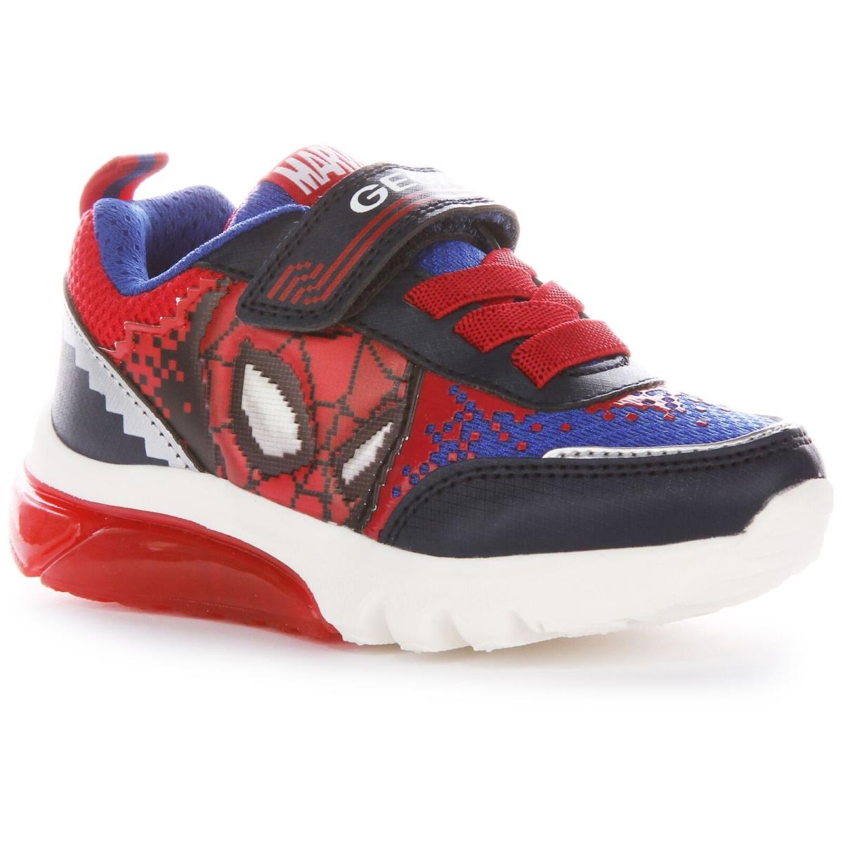 Geox J Ciberdrone F Boys Shoes In Navy Red Size US 5 - 13