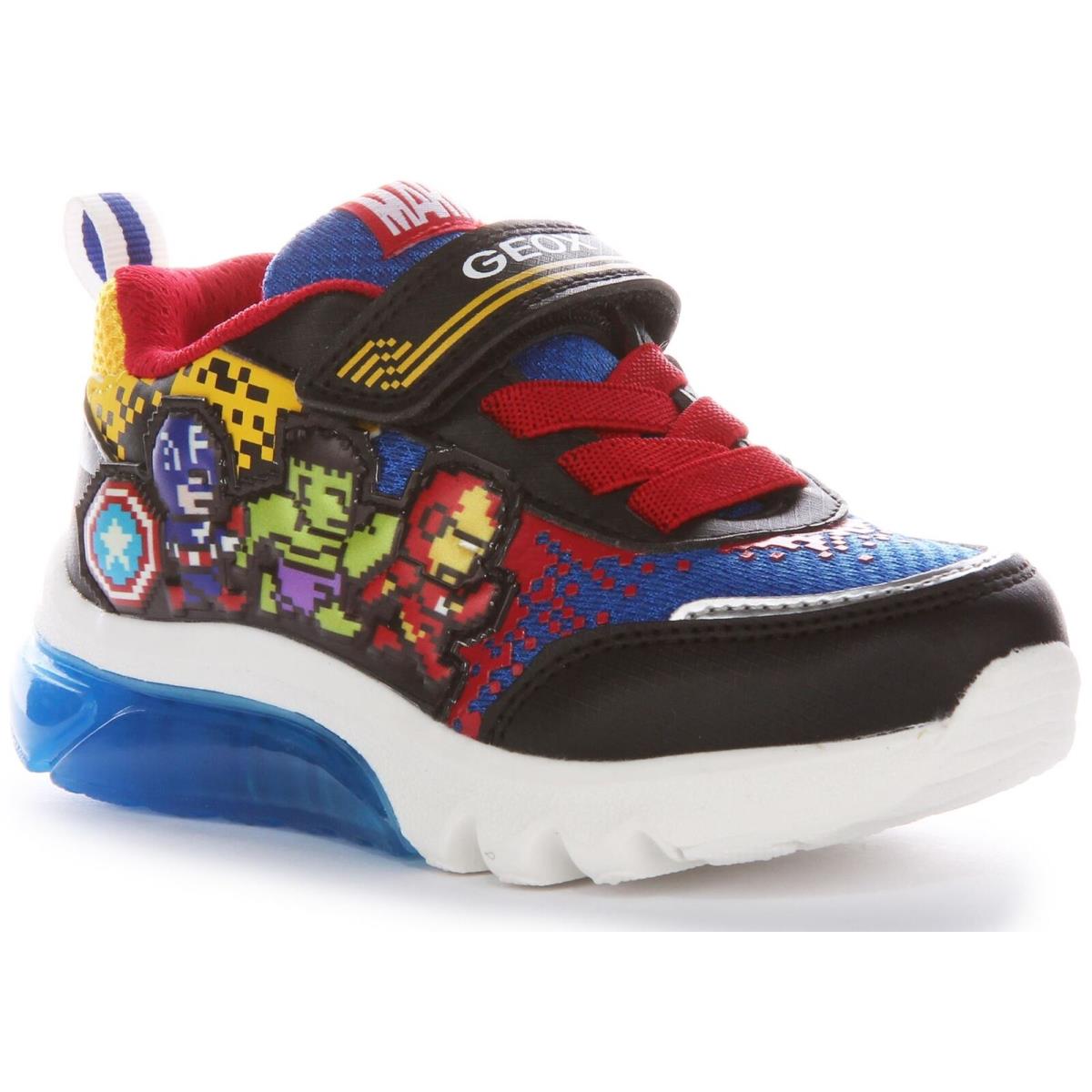 Geox J Ciberdrone E Boys Shoes In Black Multi Size US 5 - 13