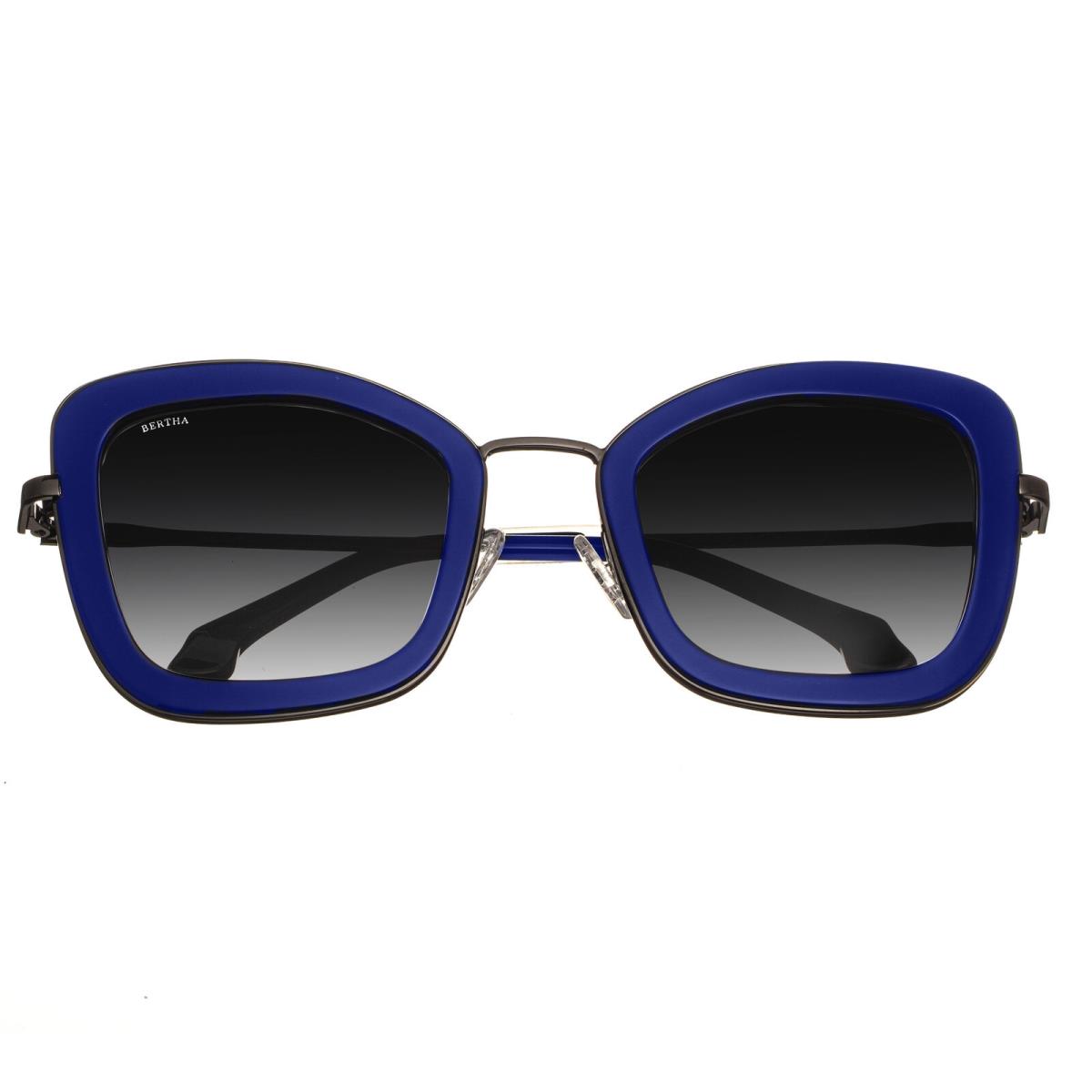 Bertha Delphine Handmade in Italy Sunglasses - Navy - Frame: Blue, Lens: Black