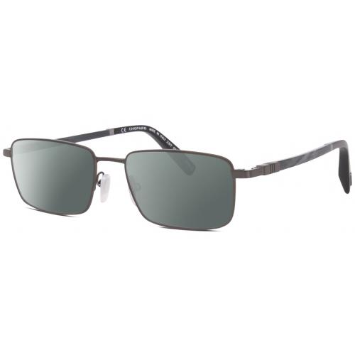 Chopard VCHF28 Mens Designer Polarized Sunglasses Gunmetal Grey Black 53mm 4 Opt Smoke Grey Polar