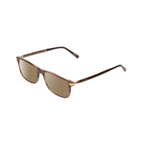 Chopard Carbon Fiber Wood VCH249 Unisex Polarized Bifocal Sunglasses Brown 55 mm - Frame: Brown, Lens: Blue Mirror