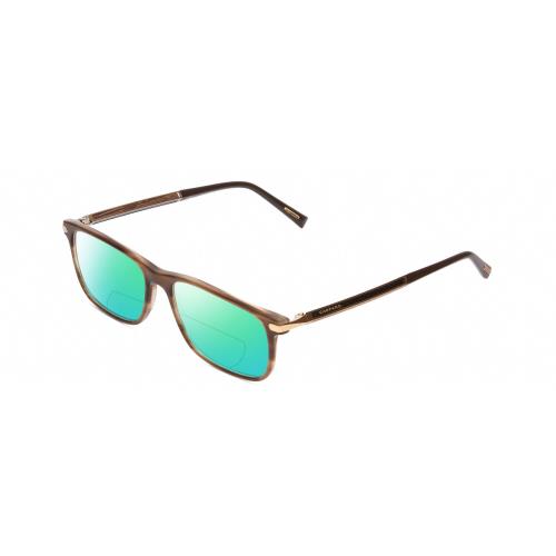 Chopard Carbon Fiber Wood VCH249 Unisex Polarized Bifocal Sunglasses Brown 55 mm Green Mirror