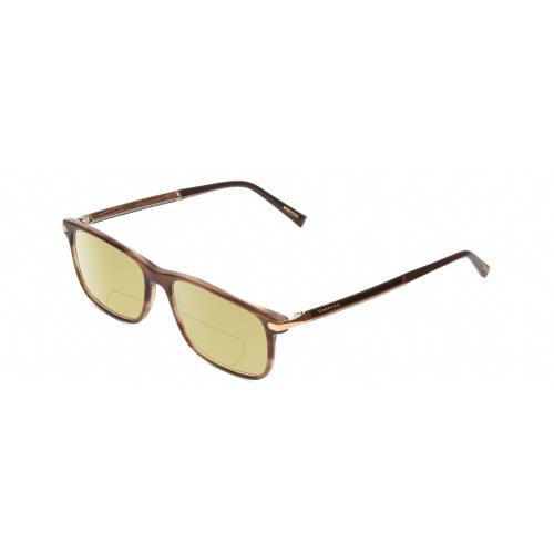 Chopard Carbon Fiber Wood VCH249 Unisex Polarized Bifocal Sunglasses Brown 55 mm Yellow