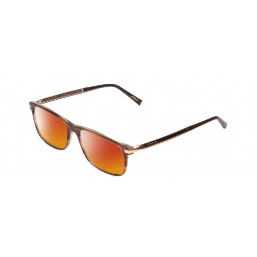 Chopard Carbon Fiber Wood VCH249 Unisex Polarized Sunglasses in Brown/gold 55 mm Red Mirror Polar