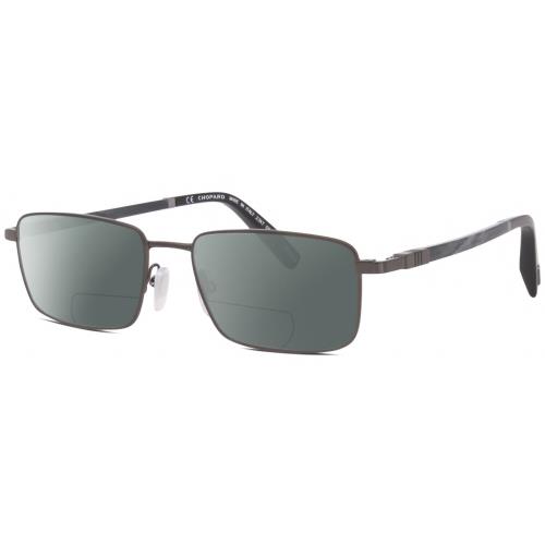 Chopard VCHF28 Mens Designer Polarized Bifocal Sunglass Gunmetal Grey Black 53mm Grey