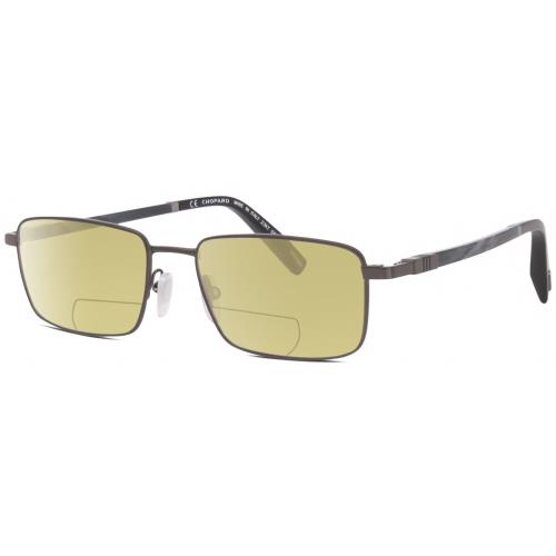 Chopard VCHF28 Mens Designer Polarized Bifocal Sunglass Gunmetal Grey Black 53mm Yellow