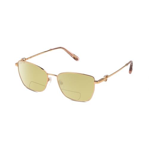 Chopard VCHF50S Cat Eye Polarized Bifocal Sunglasses 24KT Rose Gold Plated 55 mm Yellow