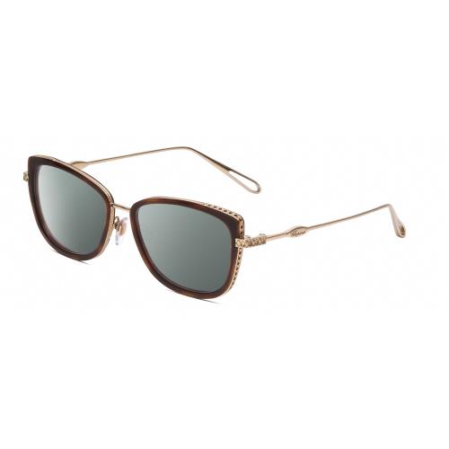 Chopard VCH256M Women`s Cateye Polarized Sunglasses in Brown Tortoise/gold 53 mm Smoke Grey Polar