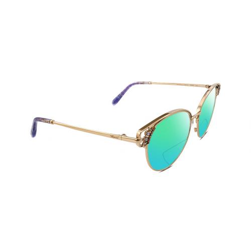 Chopard VCHC51S Cateye Polarized Bifocal Sunglasses 23KT Gold Plated 54mm 41 Opt Green Mirror