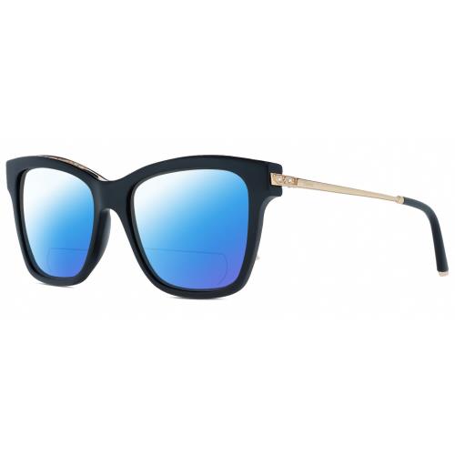 Chopard SCH272S Cat Eye Polarized Bifocal Sunglasses Black Gold Silver Gems 51mm