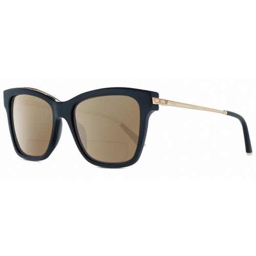 Chopard SCH272S Cat Eye Polarized Bifocal Sunglasses Black Gold Silver Gems 51mm Brown