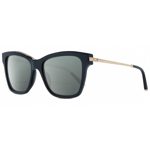 Chopard SCH272S Cat Eye Polarized Bifocal Sunglasses Black Gold Silver Gems 51mm Grey