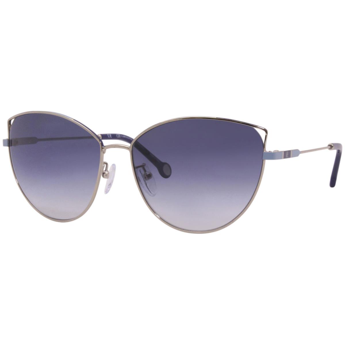 Carolina Herrera SHE140 0594 Sunglasses Silver-blue/blue Gradient Lenses 59mm - Frame: Silver, Lens: Blue