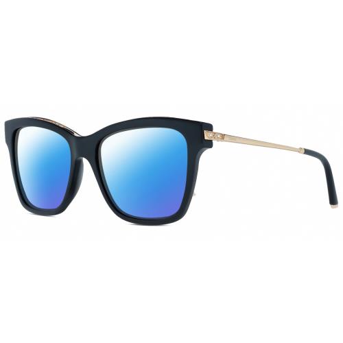 Chopard SCH272S Cateye Polarized Sunglass Black Gold Silver Gemstones 51mm 4 Opt Blue Mirror Polar