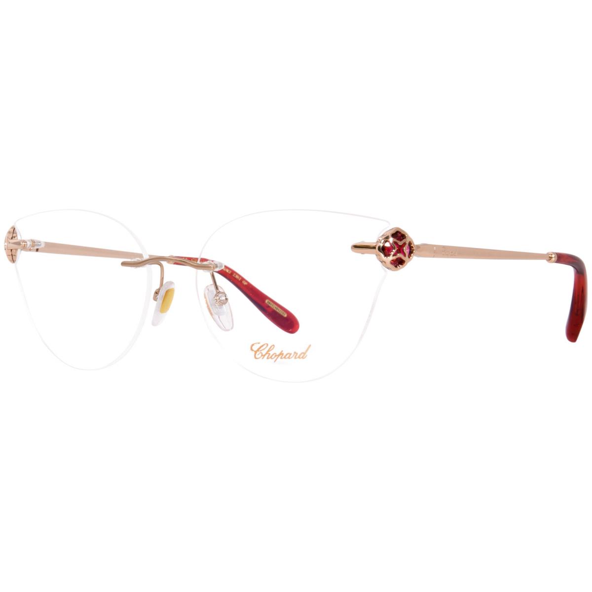 Chopard VCHF87S 08FC Titanium Eyeglasses Women`s 23KT Rose Gold Plated Rimless