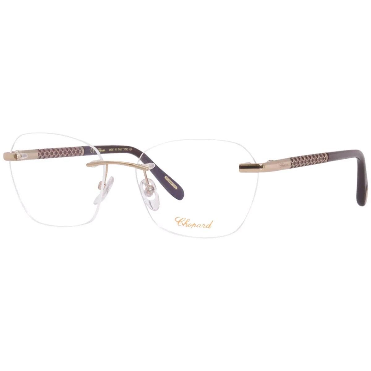 Chopard VCHF47 08FC Eyeglasses Frame Women`s Rose Gold 23KT Rimless Oval 56mm