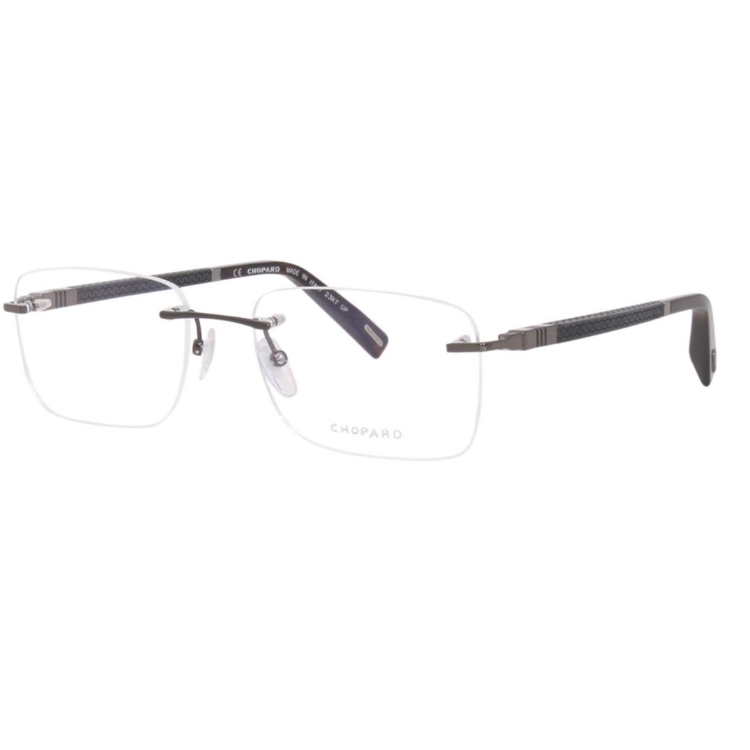 Chopard VCHF58 0K59 56 Eyeglasses Frame Men`s Gunmetal Rimless Rectangular