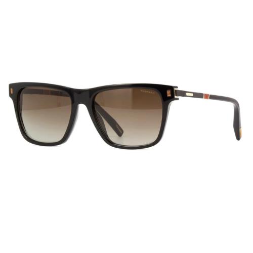 Chopard Sunglasses SCH312 700P Black Carbon Fiber Wood Polarized Grey Lens