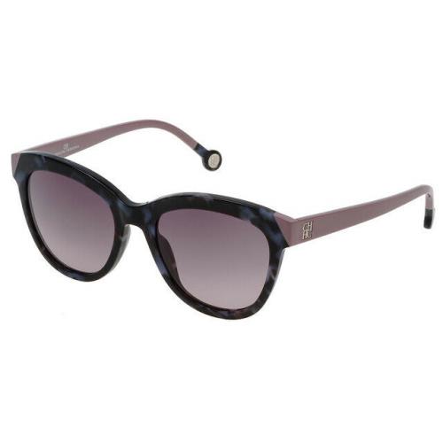 Carolina Herrera Sunglasses She 743 0721 Blue Tortoise/grey Gradient 52mm - Lens: Green