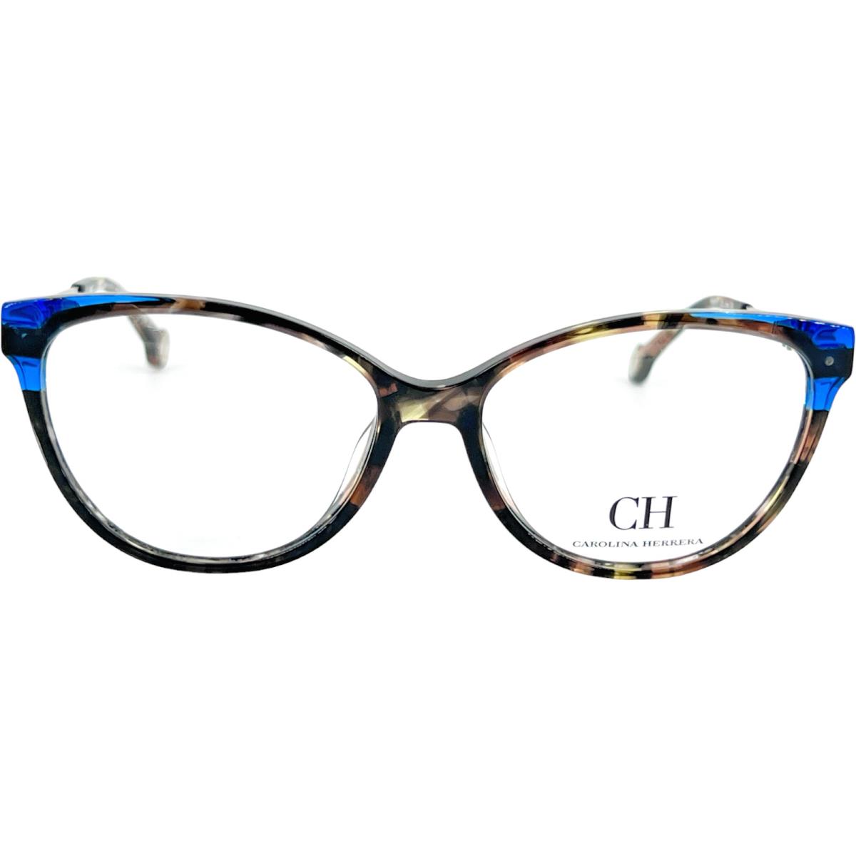 Carolina Herrera VHE851K Womens Plastic Eyeglass Frame 743 Tortoise Blue 53-15