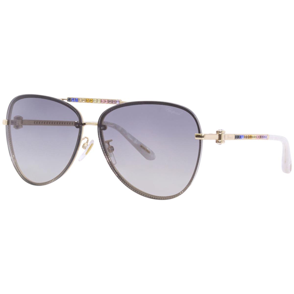 Chopard SCHF10S 0300 Sunglasses Women`s Gold Rainbow/grey Gradient Lens 63mm