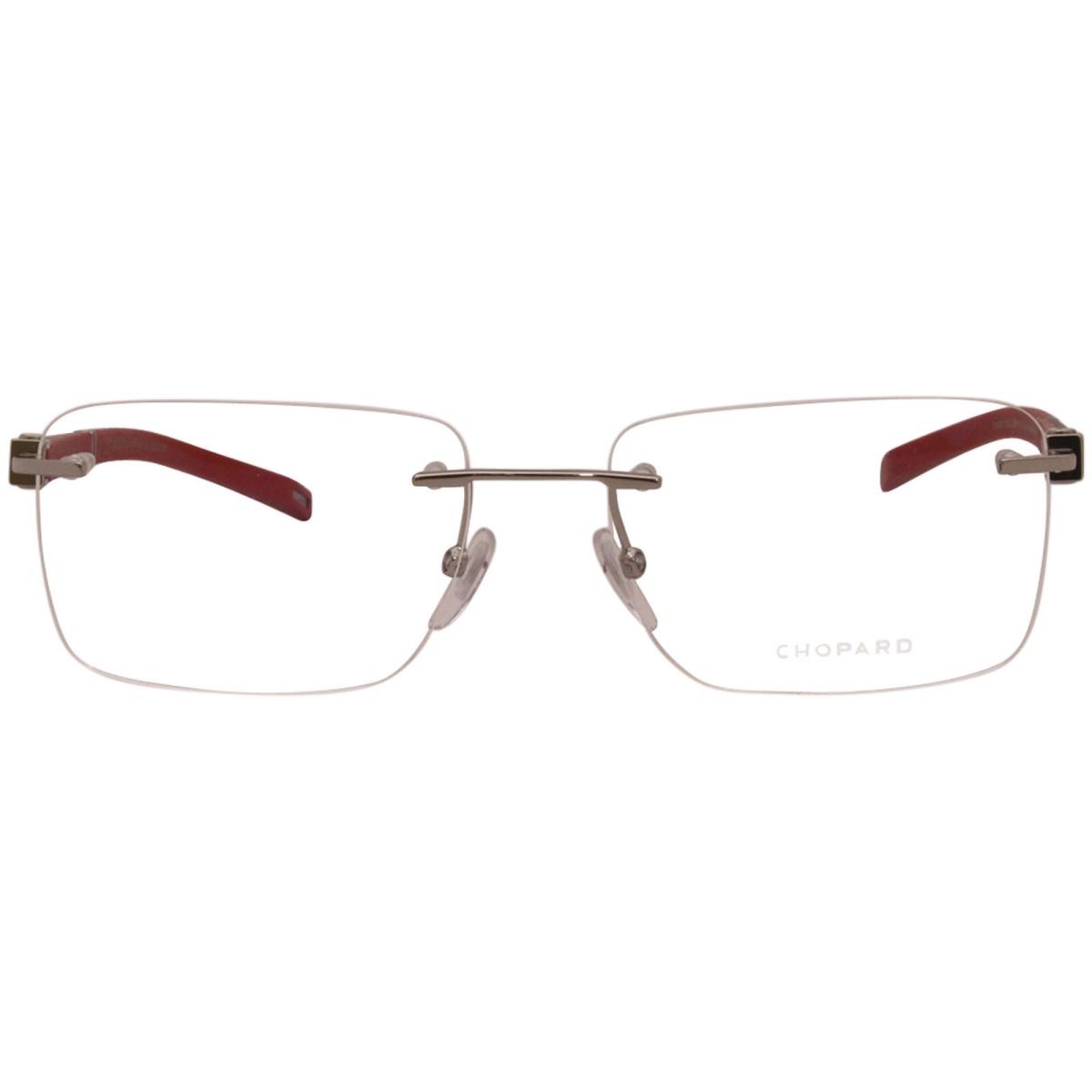 Chopard VCHD88 0579 Eyeglasses Men`s 23KT Silver/red Rimless Optical Frame 56mm