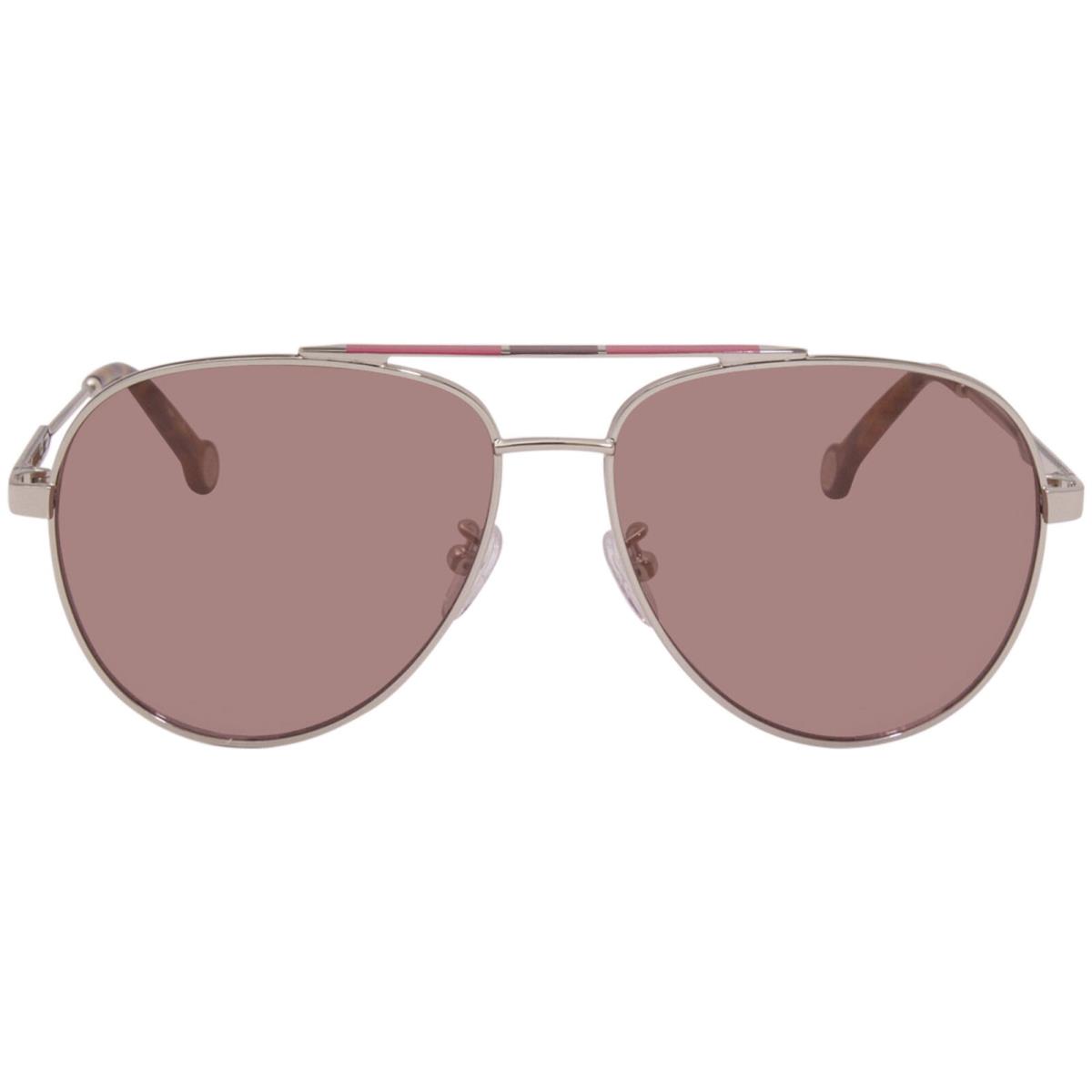 Carolina Herrera SHE150 579R Sunglasses Silver-pink/pink Mirror Lenses 58mm - Frame: Silver, Lens: Pink