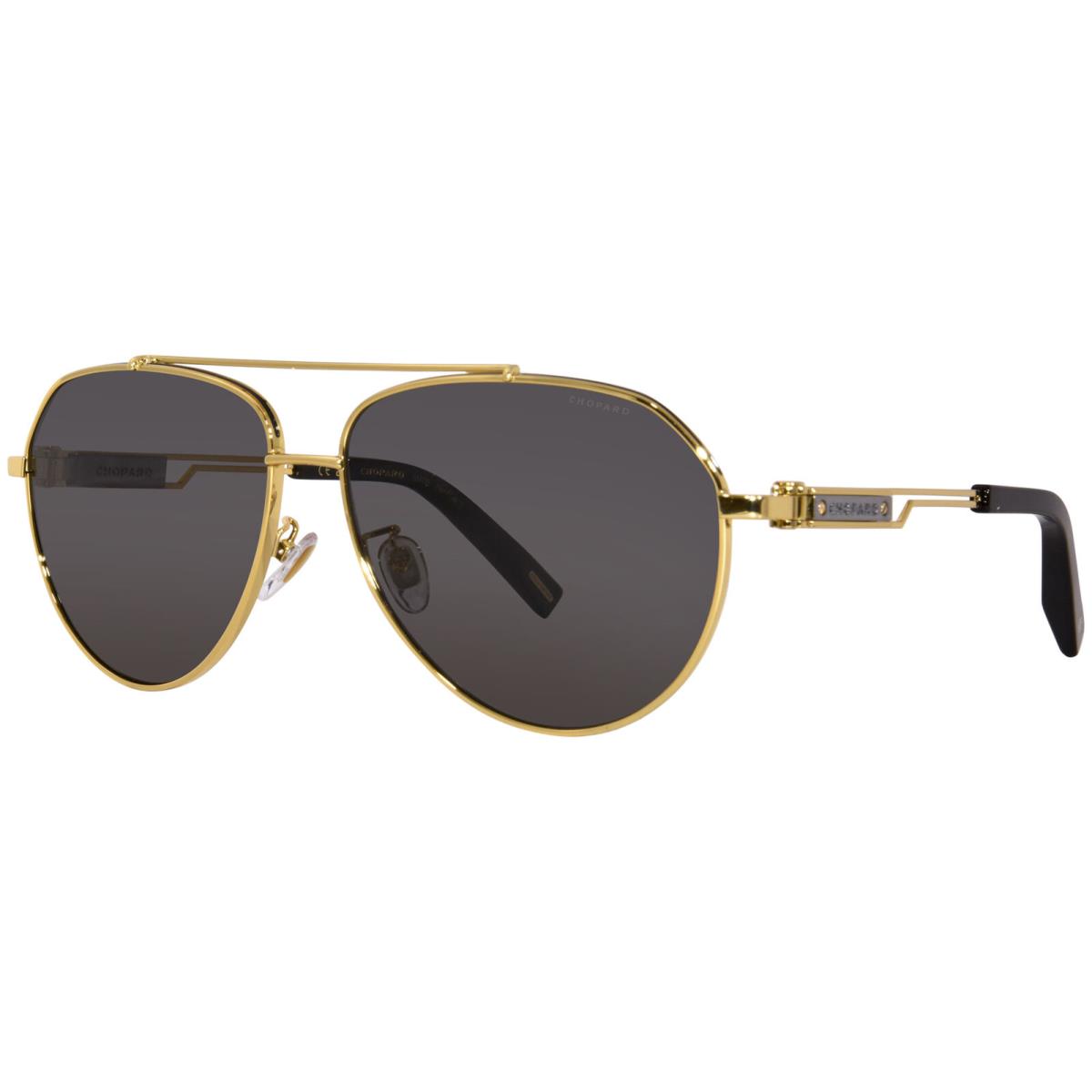 Chopard SCHG63 400P Sunglasses Men`s Yellow Gold/polarized Smoke Grey Pilot 62mm