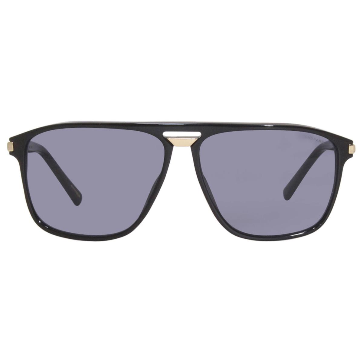 Chopard SCH293 0700 Sunglasses Men`s Black-gold/grey Lenses Pilot Shape 61mm