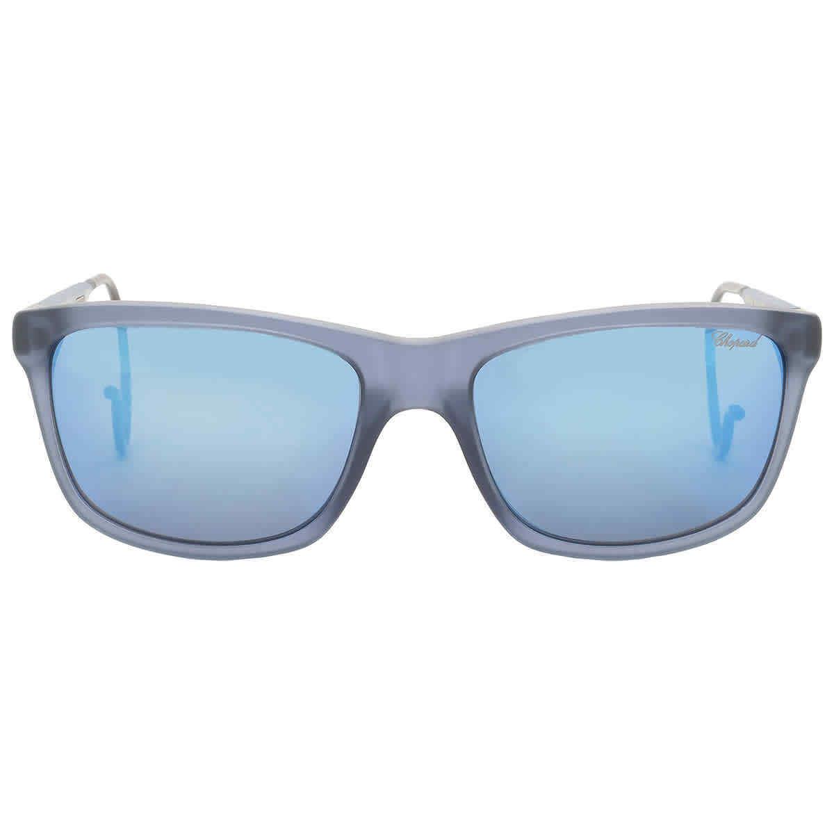 Chopard Polarized Blue Square Men`s Sunglasses SCH156M Agqb 57 SCH156M Agqb 57 - Frame: Blue, Lens: Blue