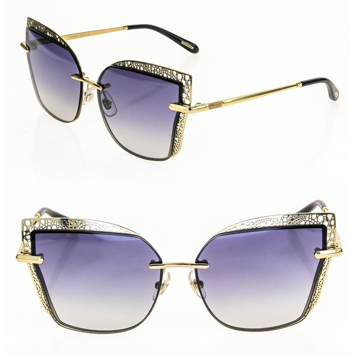 Chopard Blue Gold Filigree Titanium SCHC84 Oversized Sunglasses C84 Women