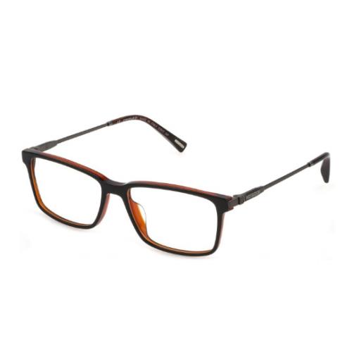 Chopard Men`s Eyeglasses Shiny Dark Havana Plastic Rectangular Frame VCH308 0995