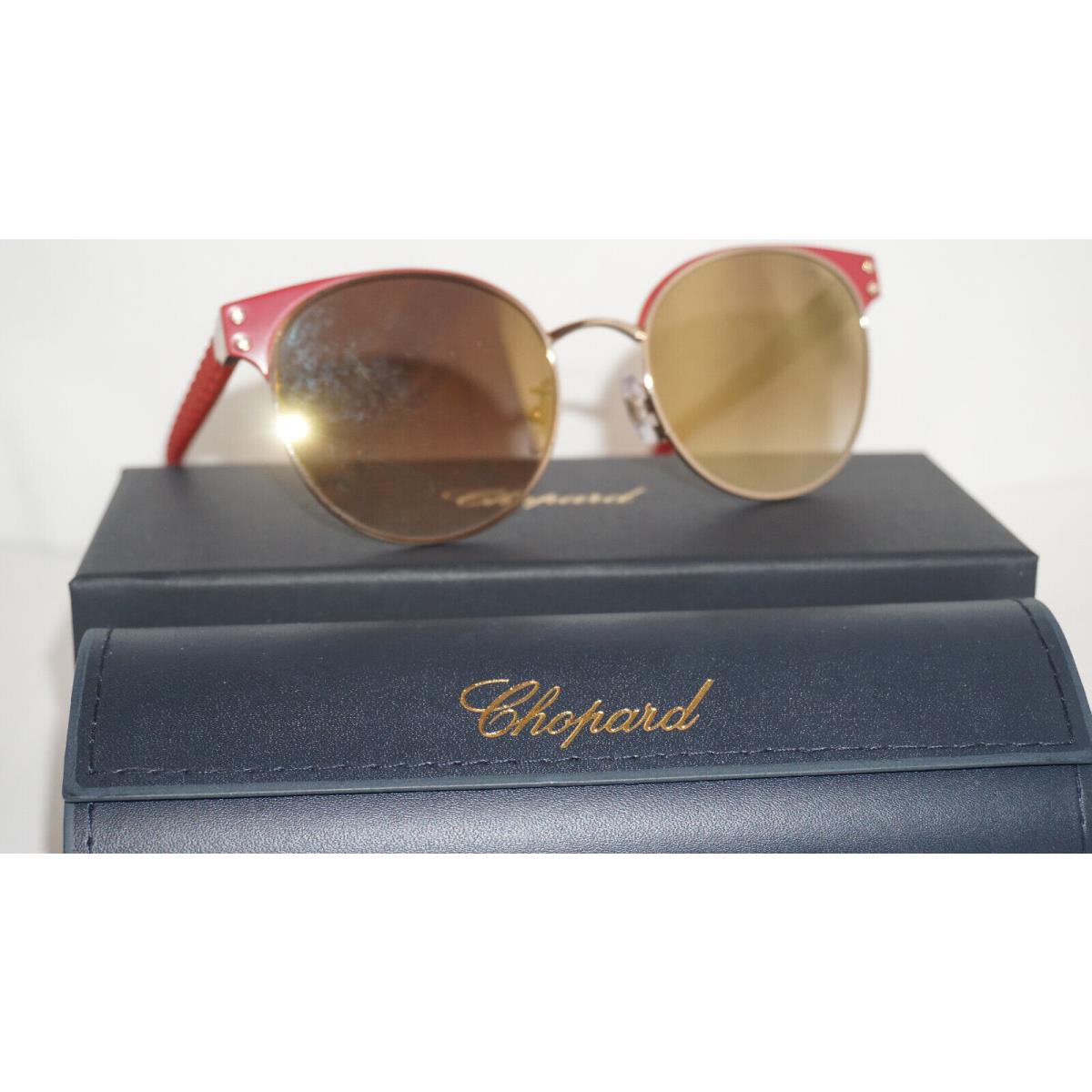 Chopard Sunglasses Red Crystals Silver Gold Mirror SCHB70S H60G 53 19 140