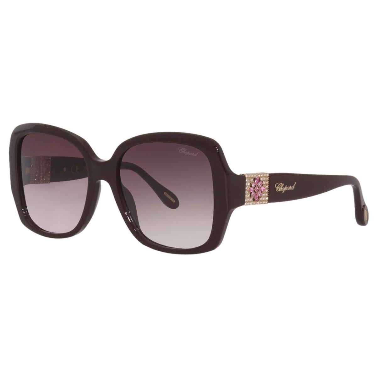 Chopard SCH288S 09FH Sunglasses Women`s Purple/red Gradient Lenses Square 57mm - Frame: Purple, Lens: Red