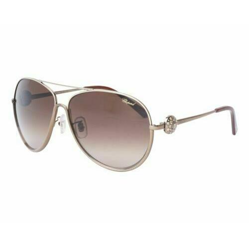 Chopard Sch B23 Womens Aviator Sunglasses SCHB23S 08FL Brown Gold/brown Lens - Frame: Gold, Lens: Brown