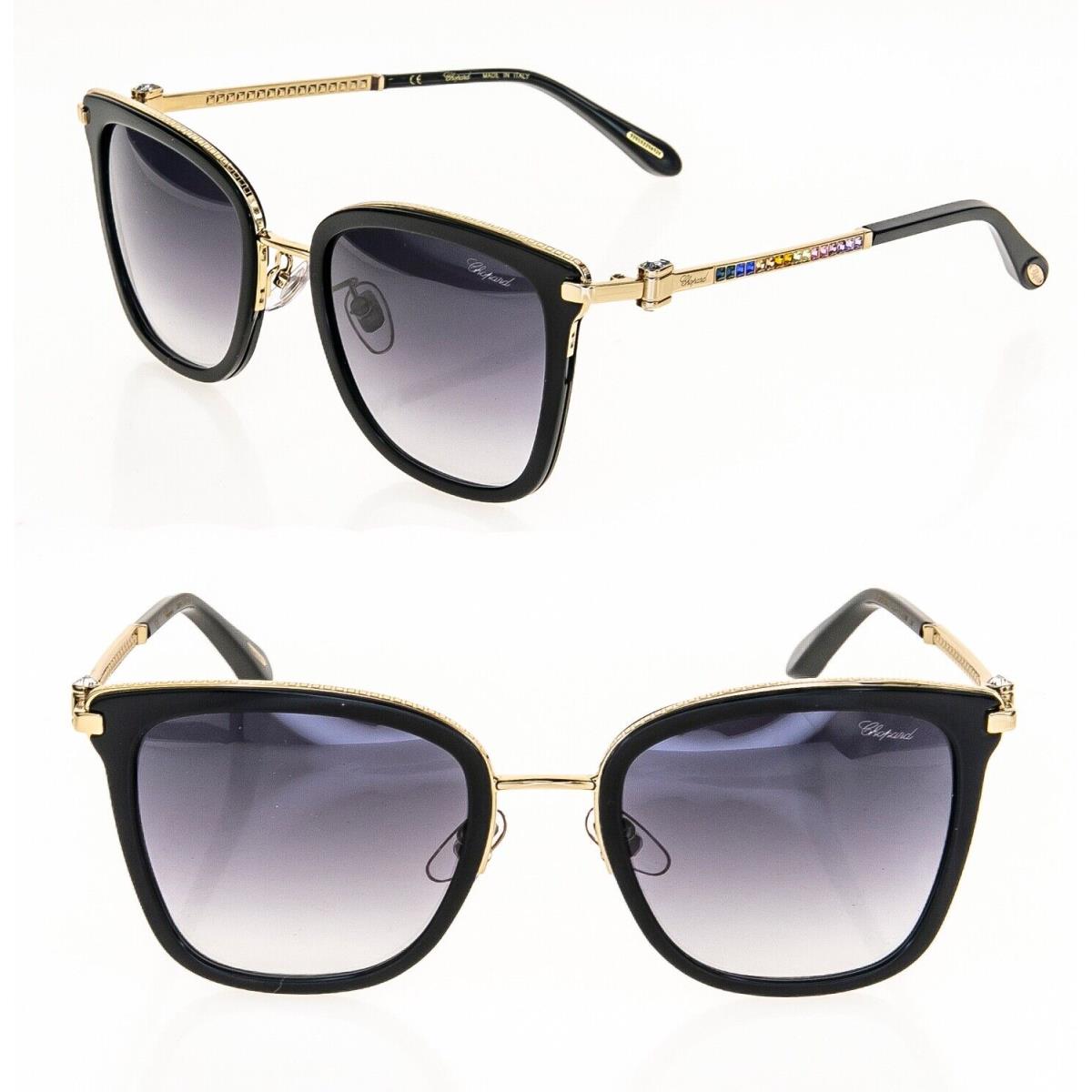 Chopard Black Gold Rainbow Crystal Jewel SCH286S Oversized Sunglasses 286 Women