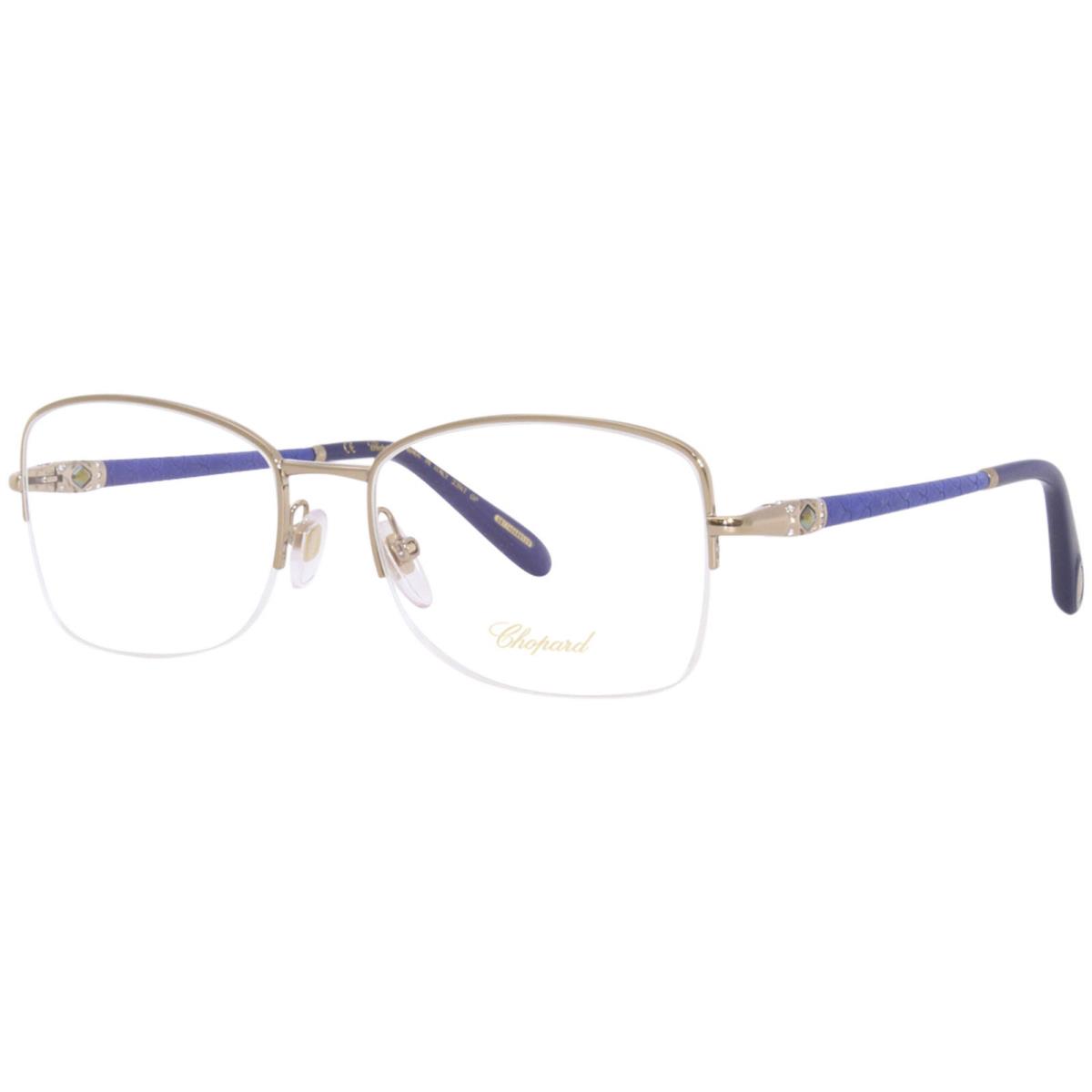 Chopard VCHC72S 08FE Eyeglasses Women`s Gold/blue Semi Rim Square Shape 55mm