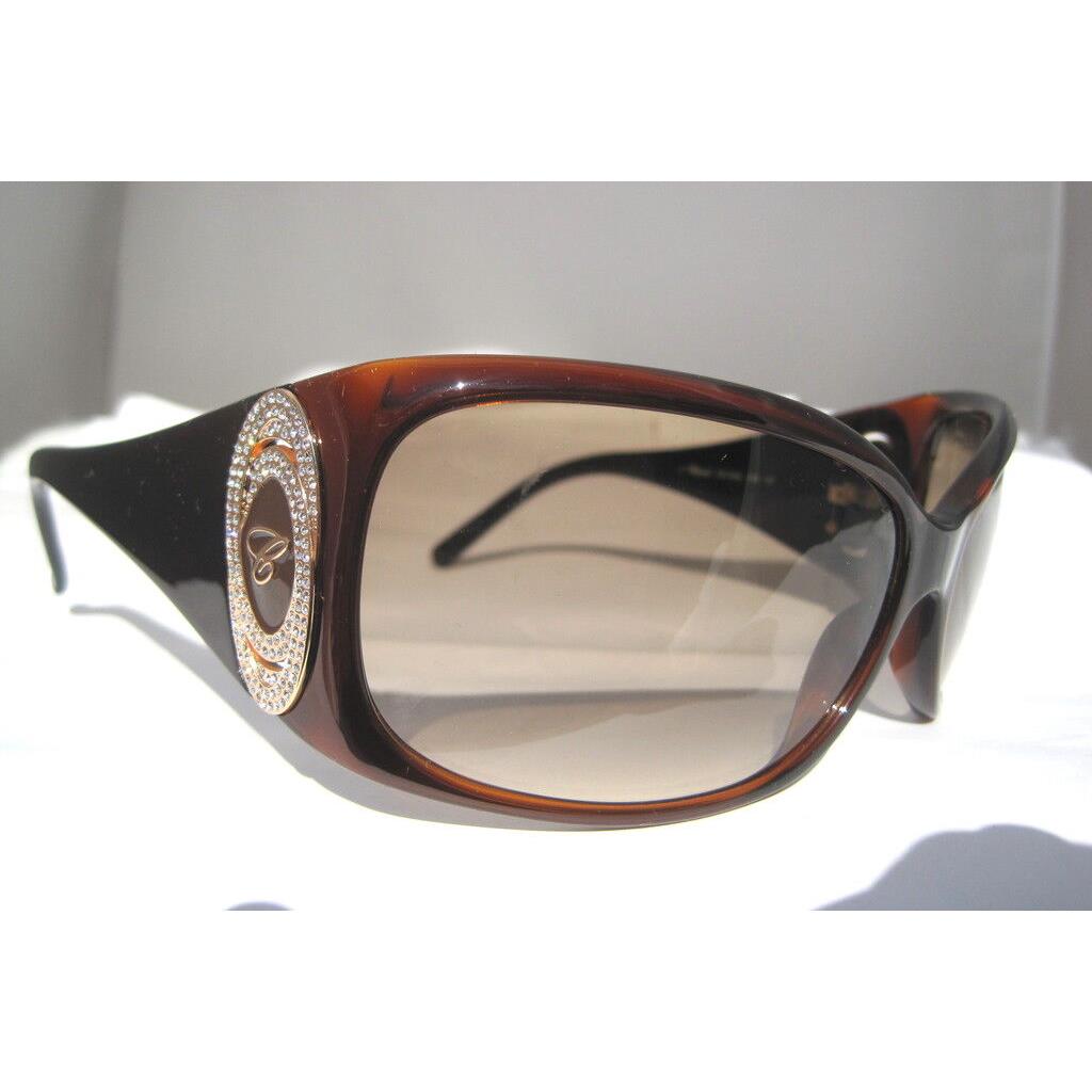 Chopard Womens Sch 063S 0958 Sunglasses Brown Rhinestone Italy