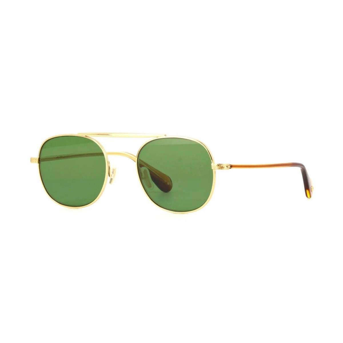 Garrett Leight Van Buren II Sun Gold Flat Tortoise/pure Green Sunglasses